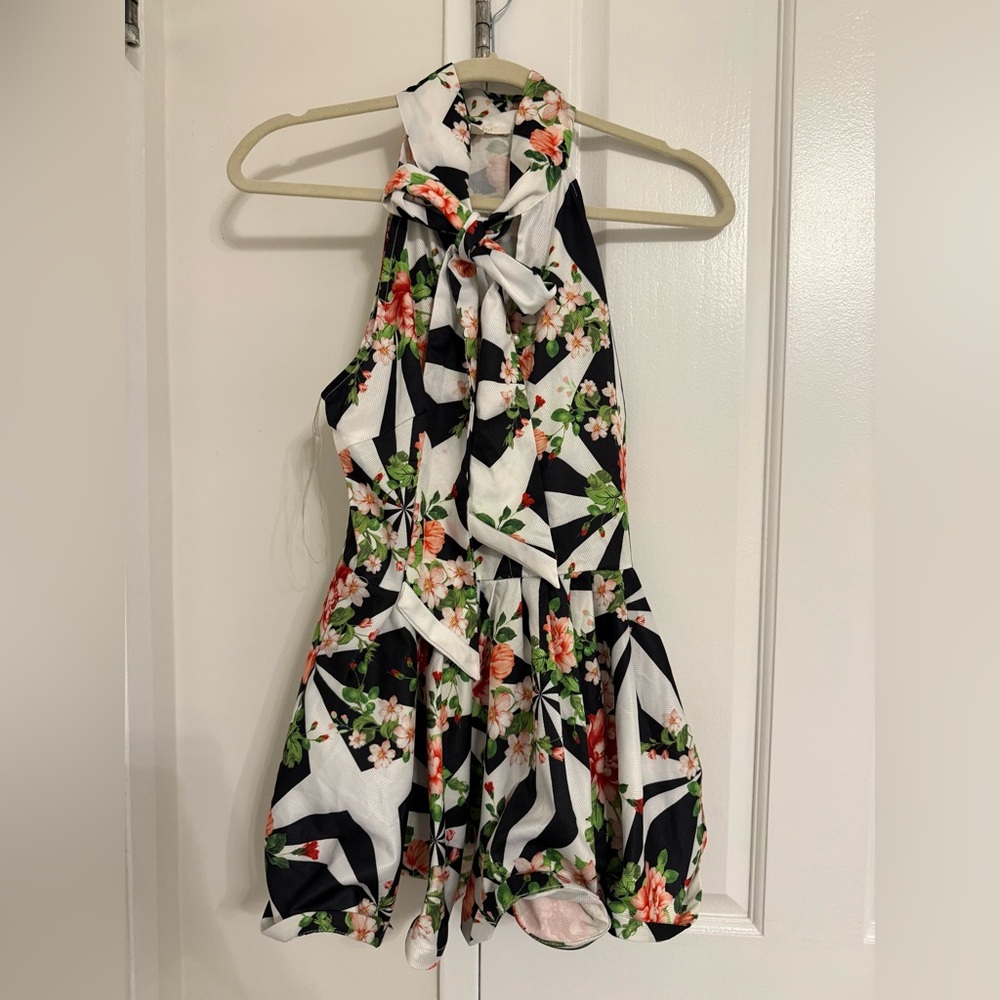 Floral Peplum Women’s Top with Bow